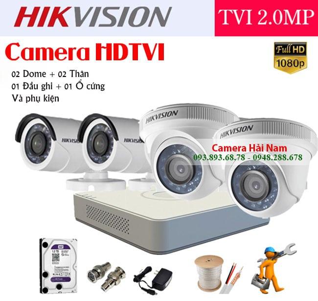 Trọn Bộ Camera Hikvision 4 Mắt 2MP Full HD 1080P Chính hãng, Giá rẻ nhất