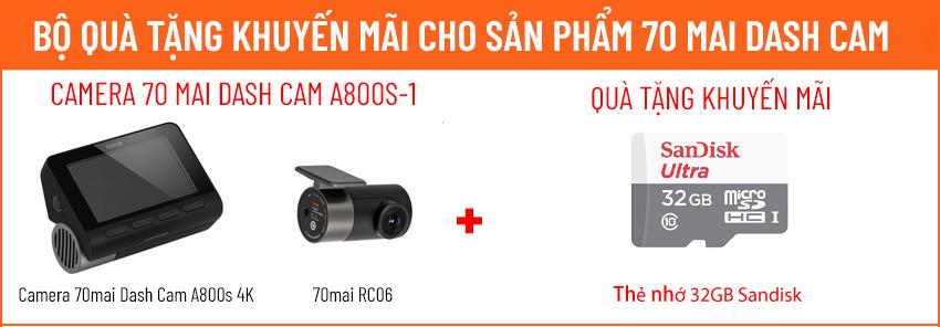 Camera hành trình 70mai Dash Cam A800S 4K – Gồm camera trước và sau – Bản Quốc Tế