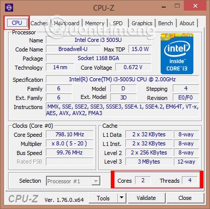 Xem cấu hình máy tính bằng phần mềm CPU-Z