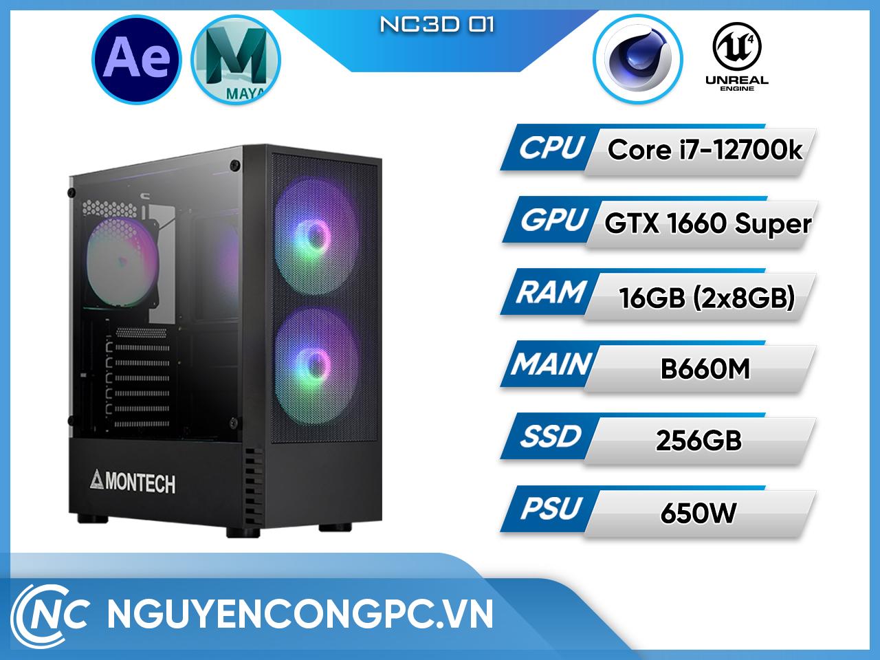 NC3D 01 (i7-12700K/B660/16G RAM/256GB SSD/1660s/Air Cooling)